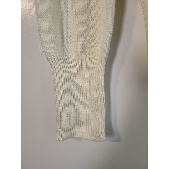 Calvin Klein Jeans Womens Mock Neck Cream & Blue Sweater Sz L - Picture 7 of 9